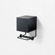 TOY black toilet roll holder with compartment and shelf