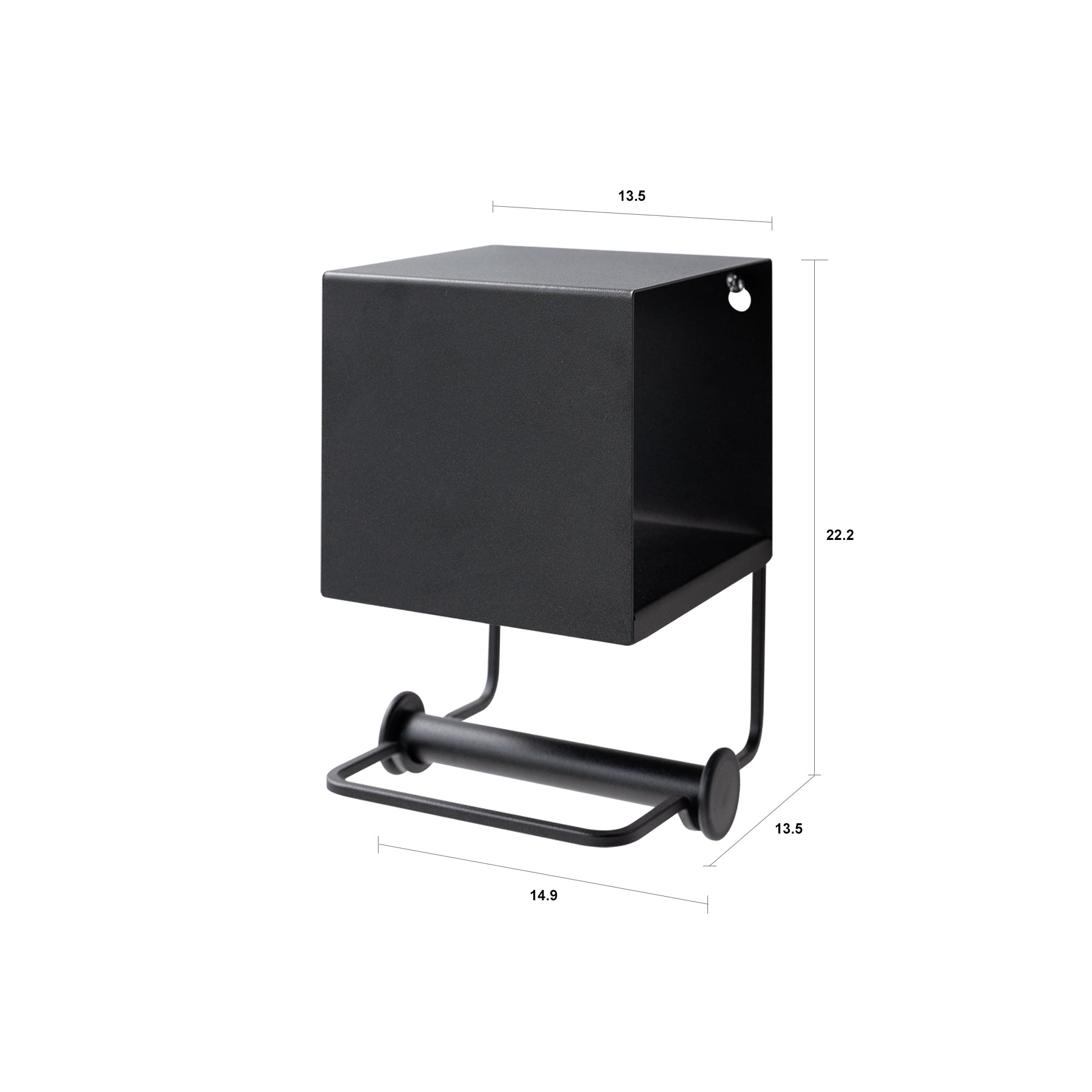 TOY black toilet roll holder with compartment and shelf
