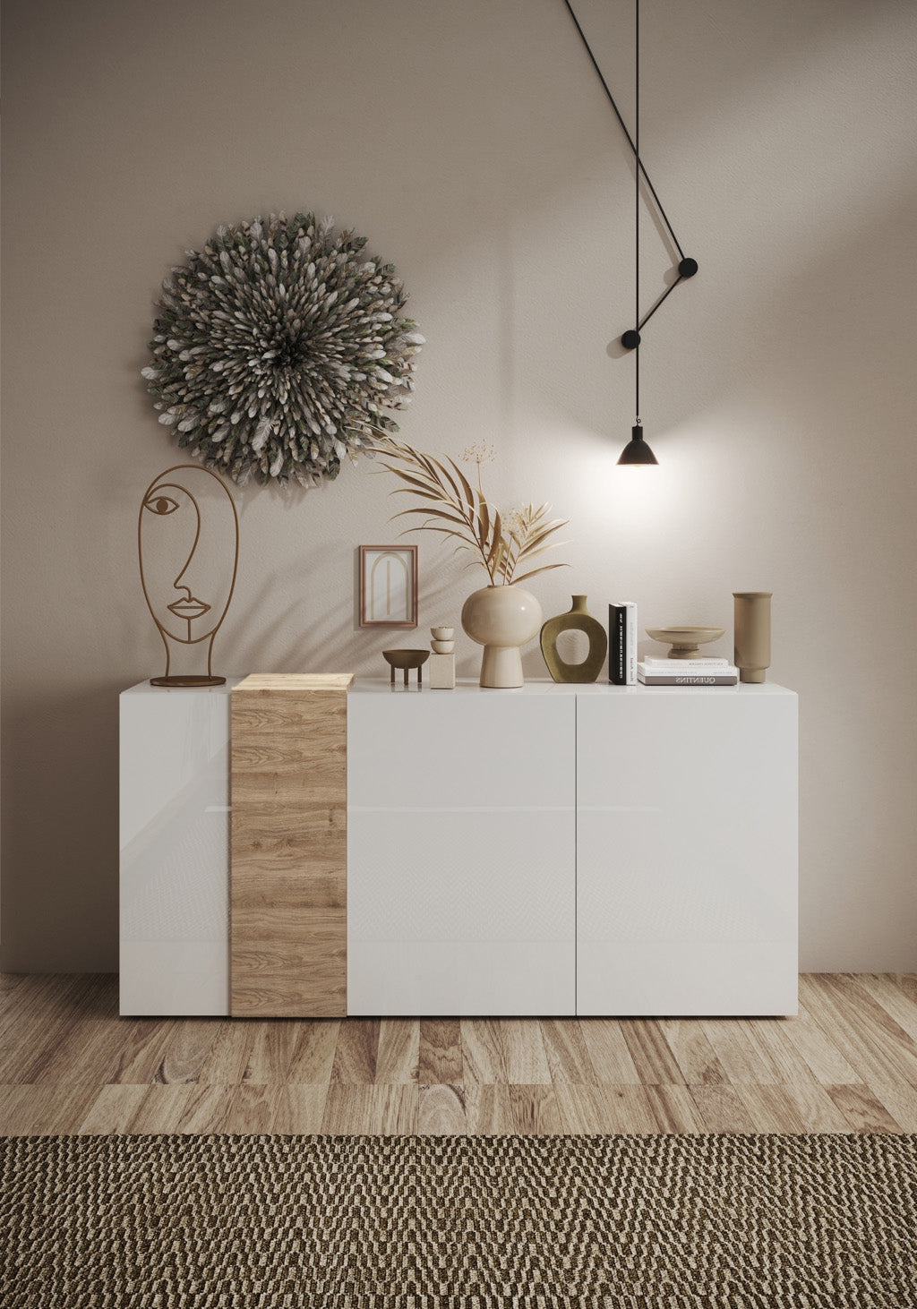 Buffet 3 ante MACON bianco/rovere miele