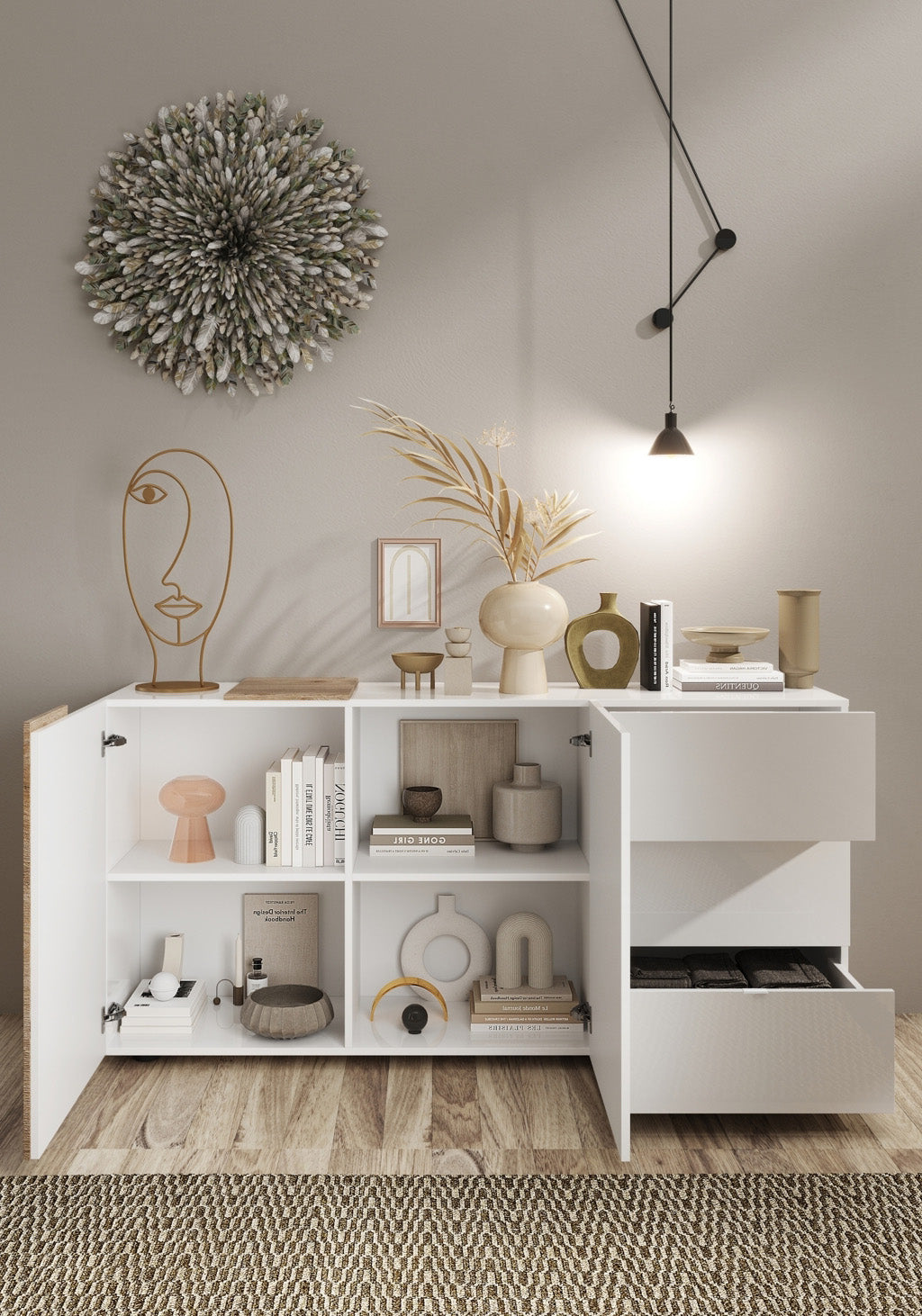 Buffet MACON bianco/rovere miele