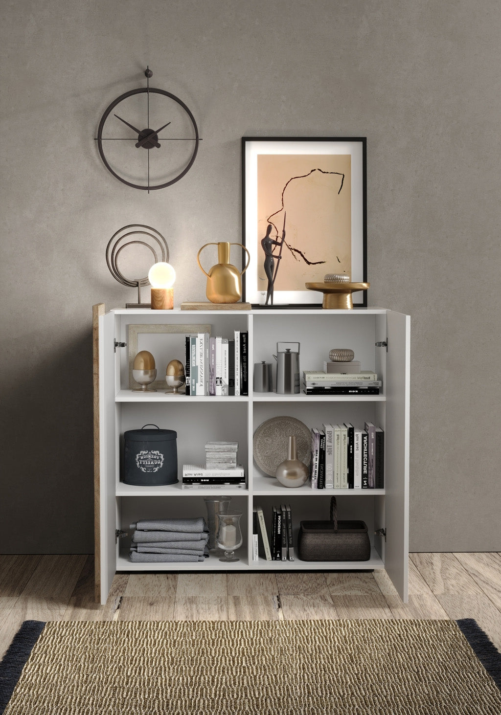 Credenza MACON bianco/rovere miele