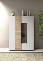 Credenza/Vetrina MACON bianco/rovere miele