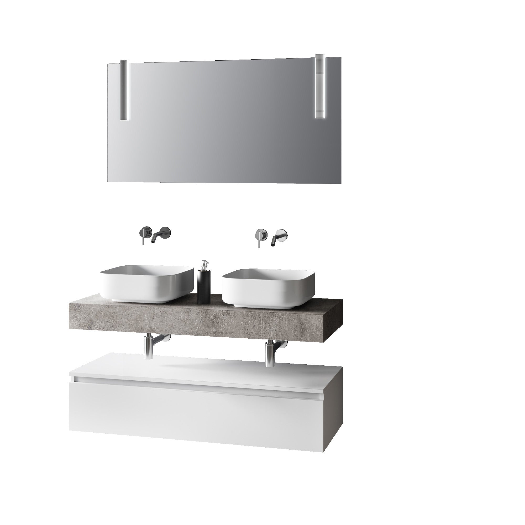 Composizione doppio lavabo 7 pezzi ASTRA