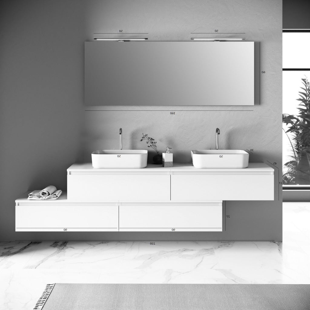 Composizione doppio lavabo 9 pezzi ASTRA