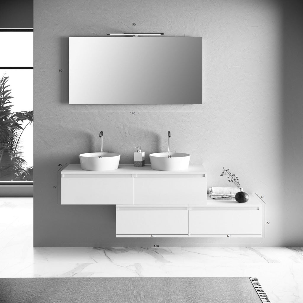 Composizione doppio lavabo 8 pezzi ASTRA