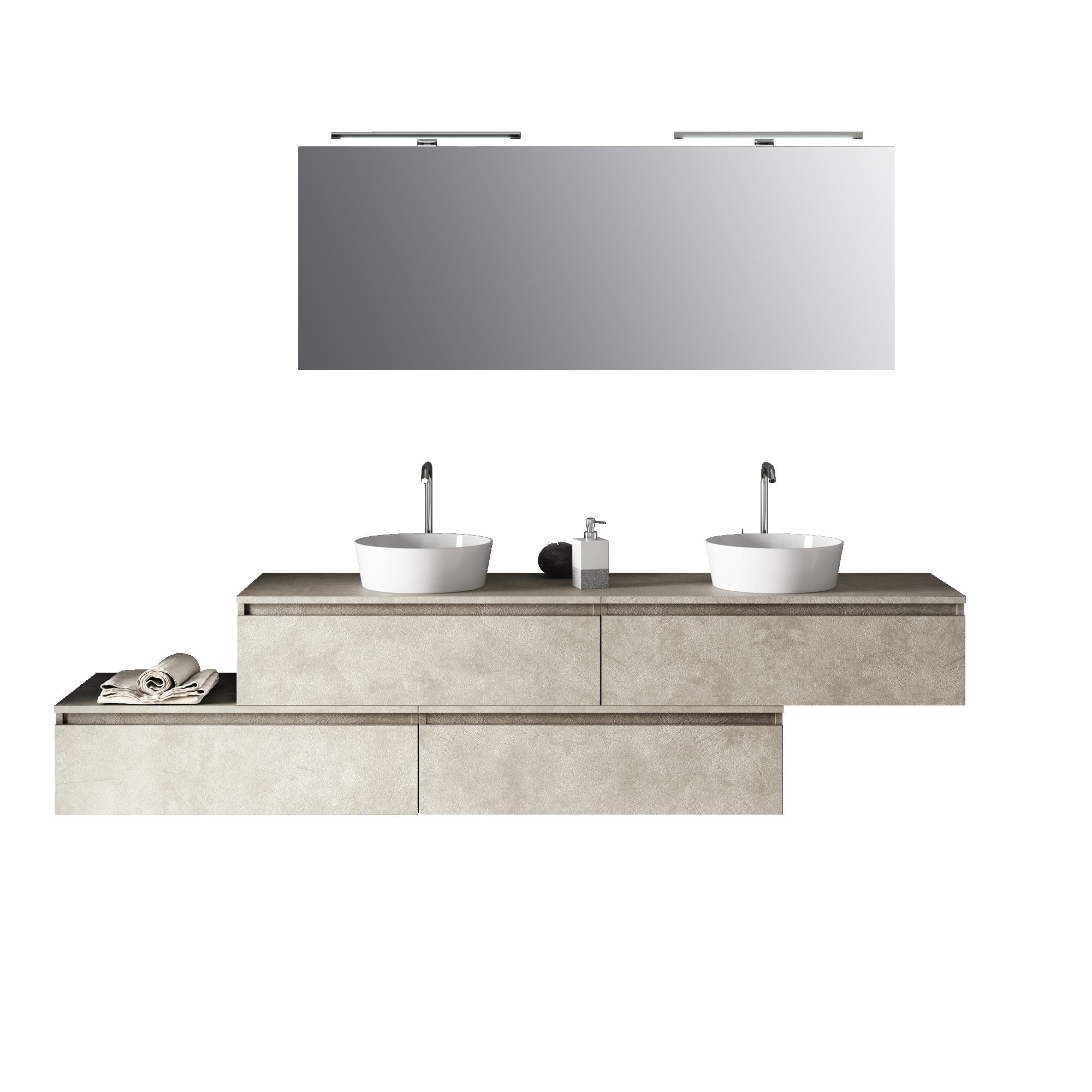 Composizione doppio lavabo 9 pezzi ASTRA