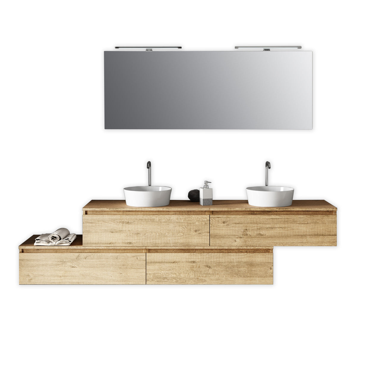 Composizione doppio lavabo 9 pezzi ASTRA