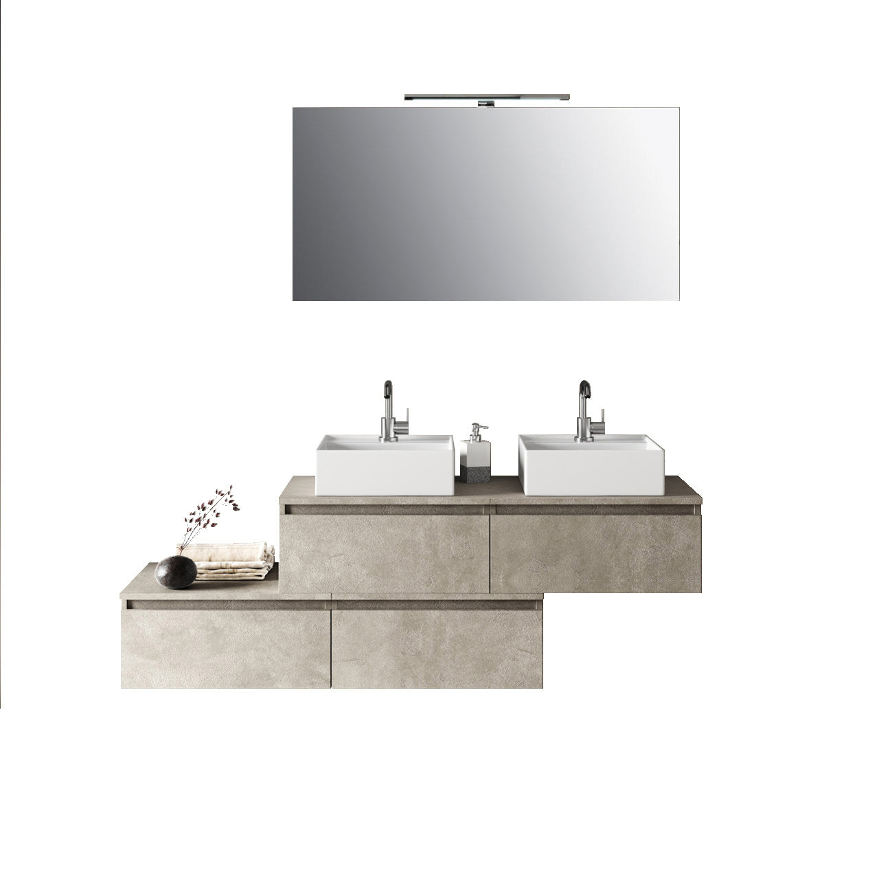 Composizione doppio lavabo 8 pezzi ASTRA