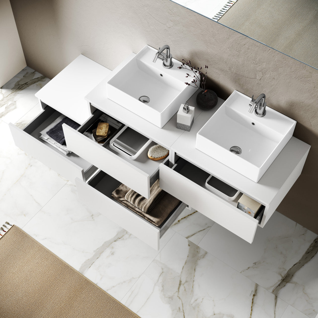 Composizione doppio lavabo 8 pezzi ASTRA