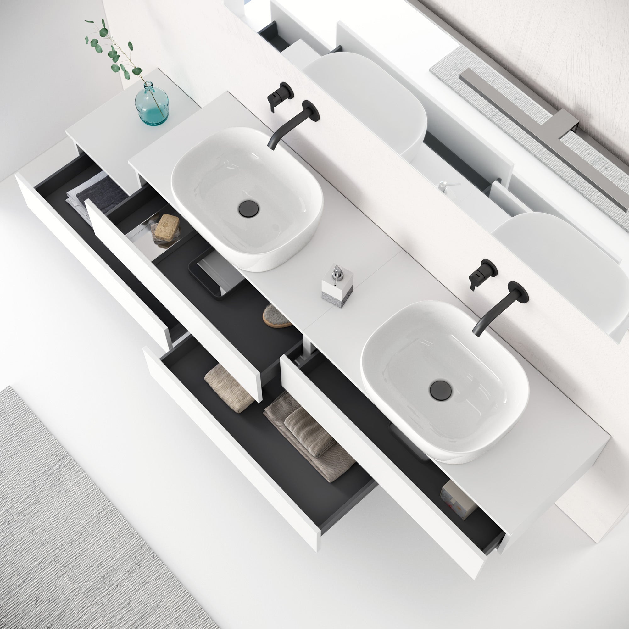Composizione doppio lavabo 9 pezzi ASTRA