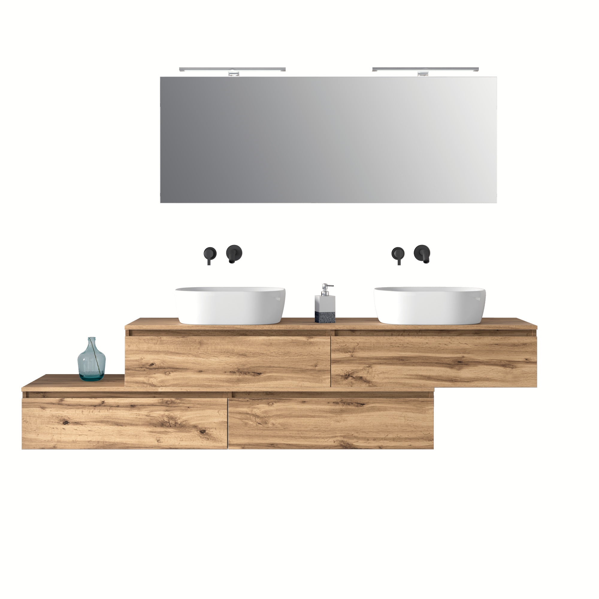 Composizione doppio lavabo 9 pezzi ASTRA