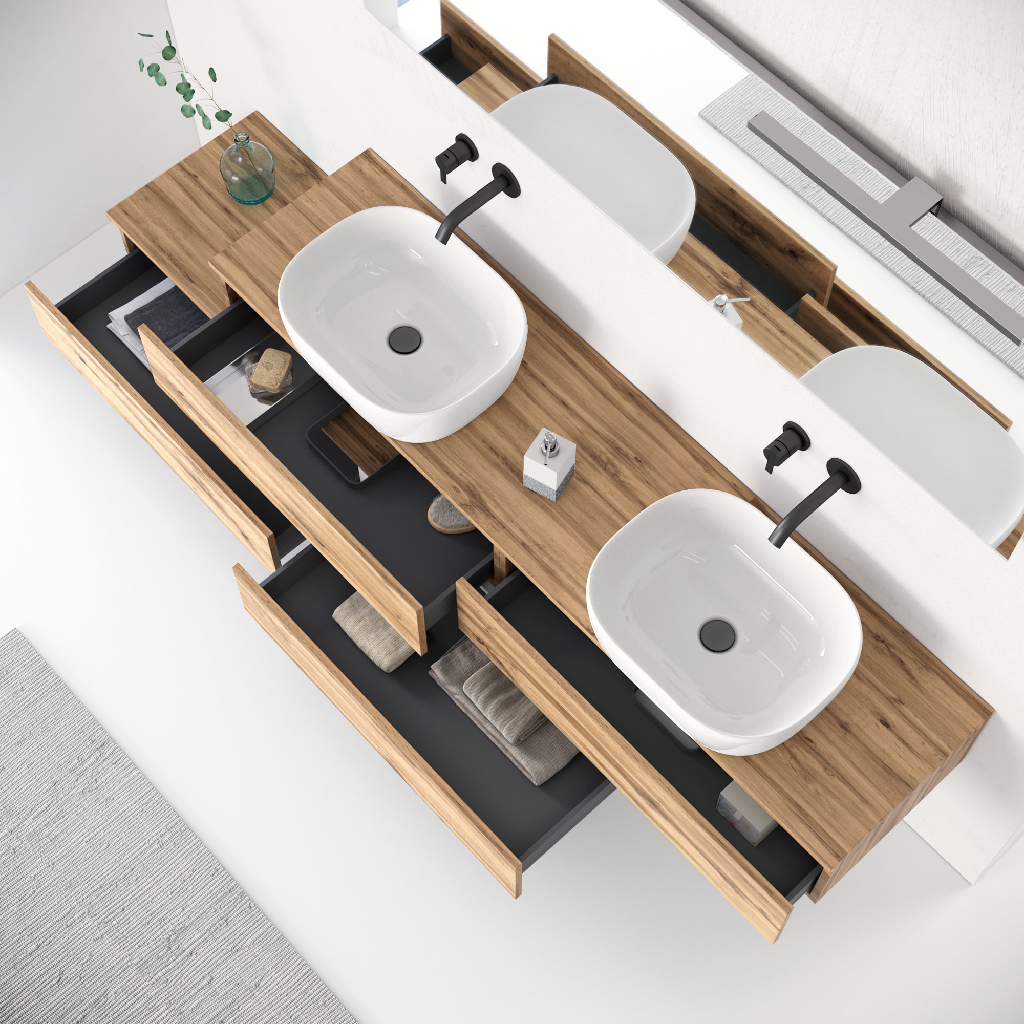 Composizione doppio lavabo 9 pezzi ASTRA