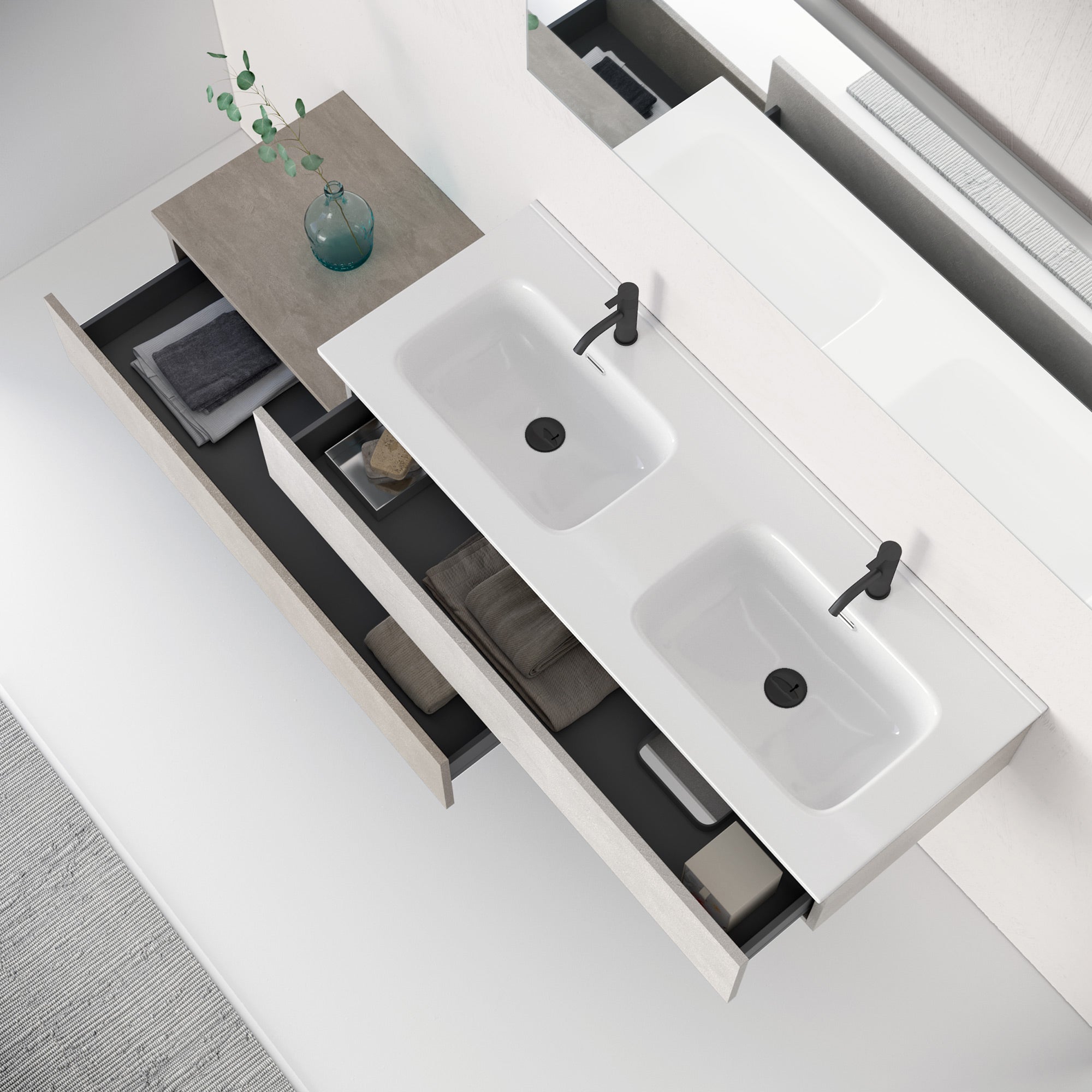 Composizione doppio lavabo 4 pezzi ASTRA