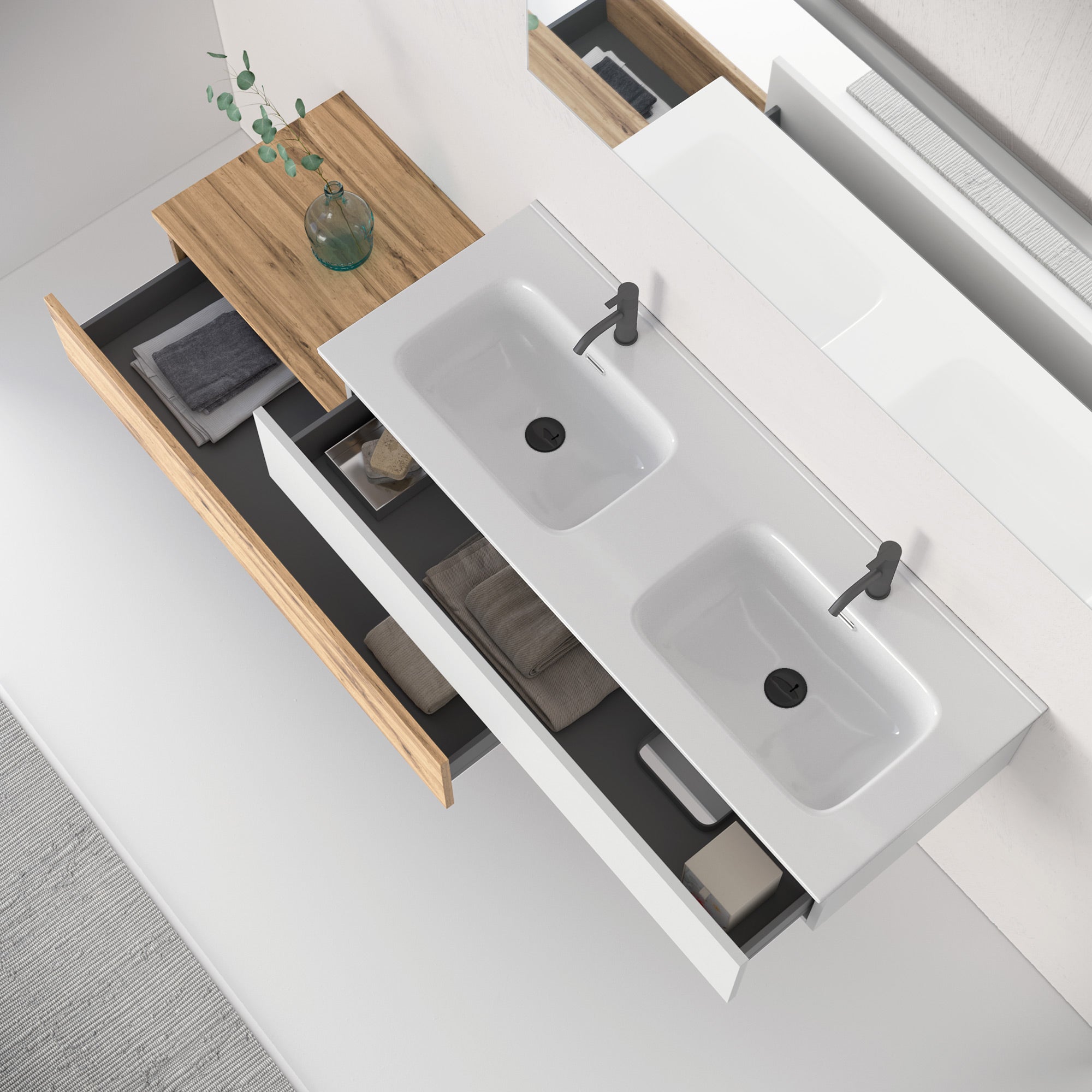 Composizione doppio lavabo 4 pezzi ASTRA