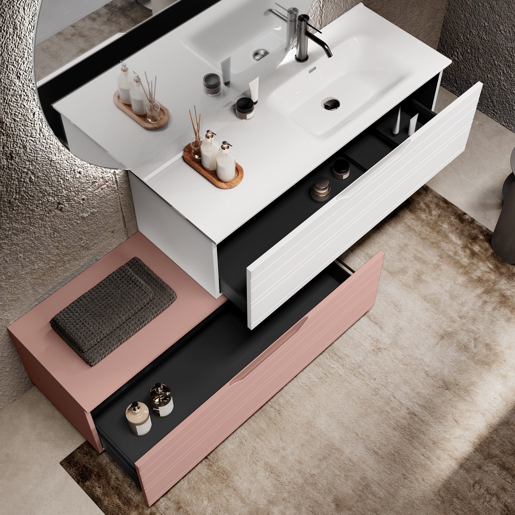 Composizione vasca DX 4 pezzi SOLMIRA