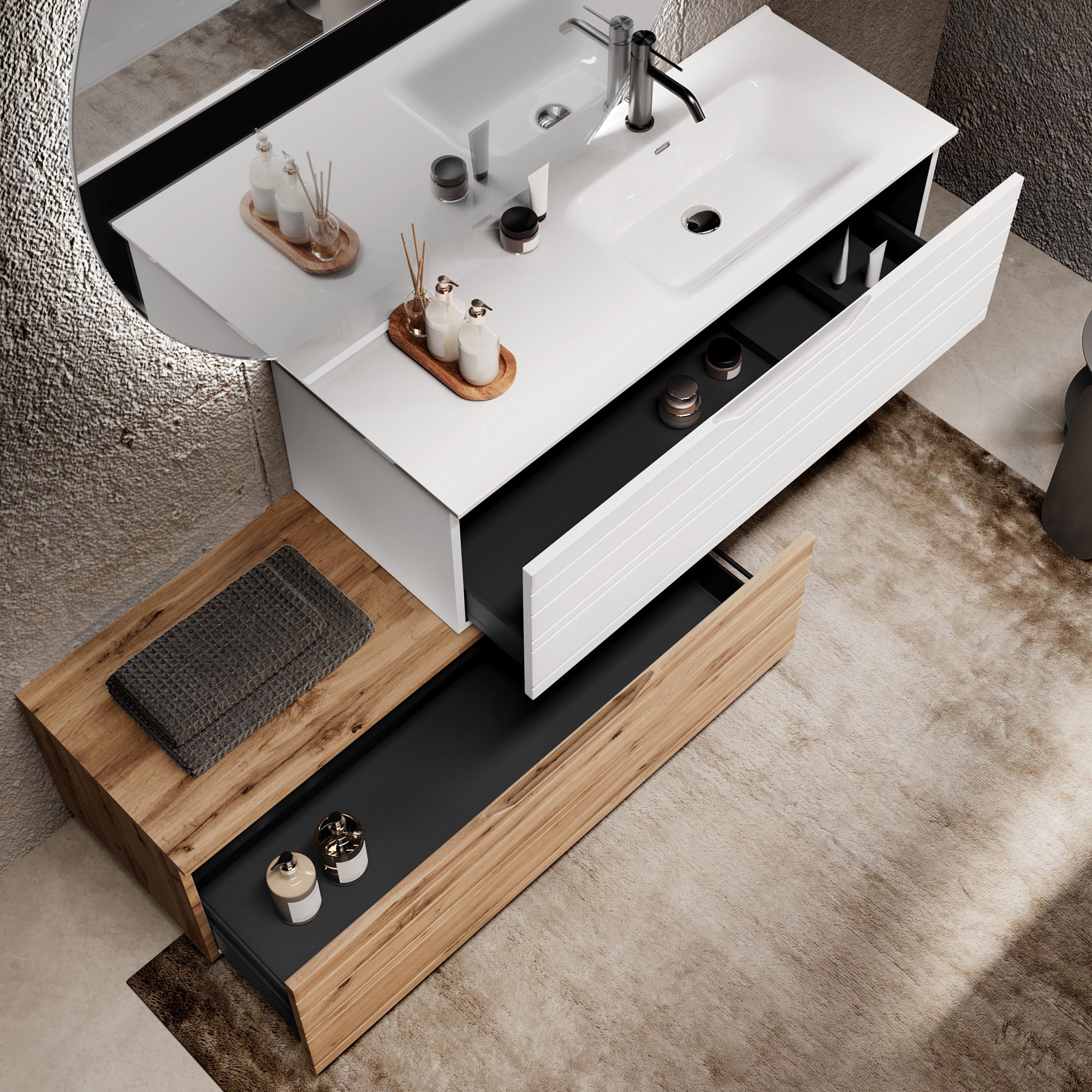 Composizione vasca DX 4 pezzi SOLMIRA