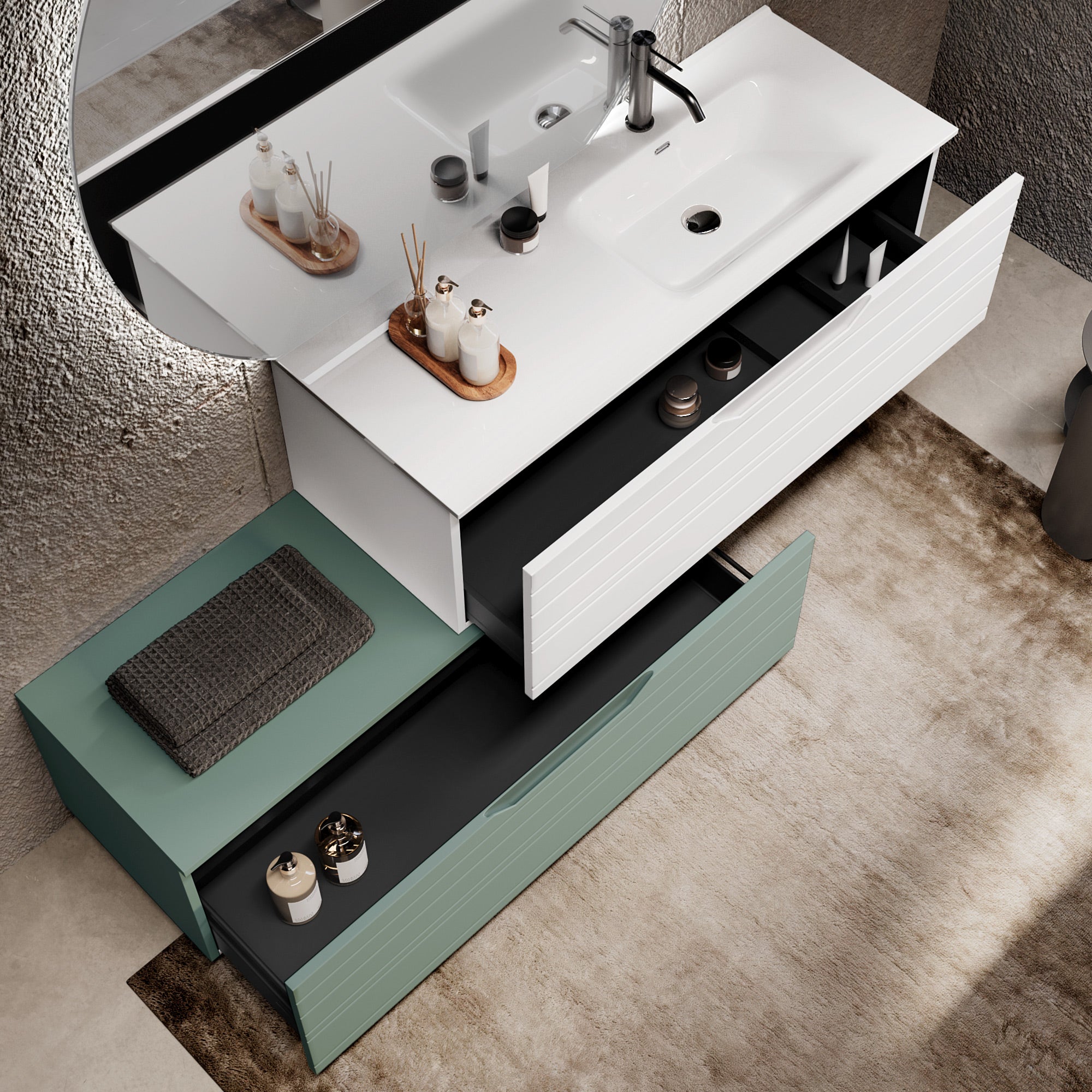 Composizione vasca DX 4 pezzi SOLMIRA