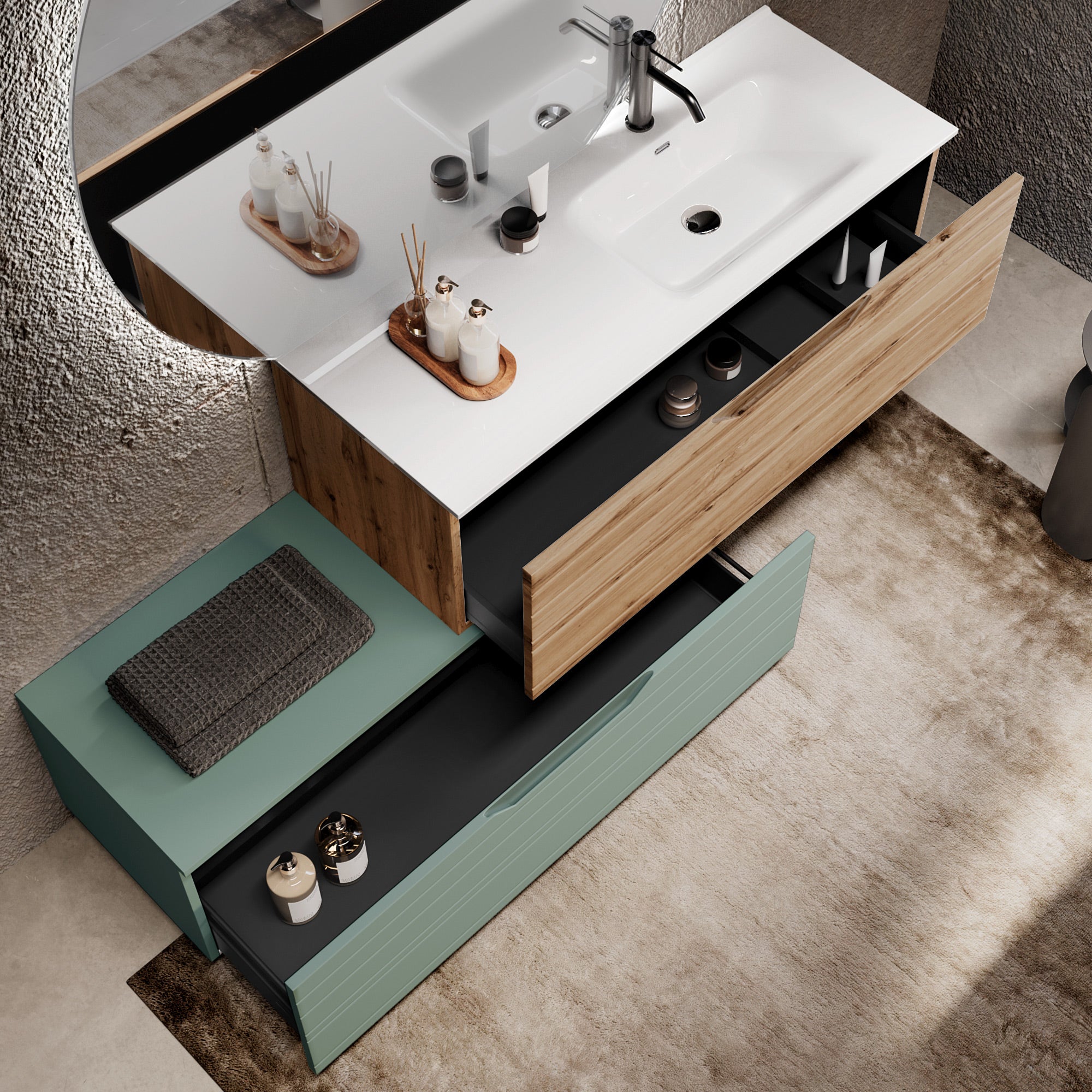 Composizione vasca DX 4 pezzi SOLMIRA