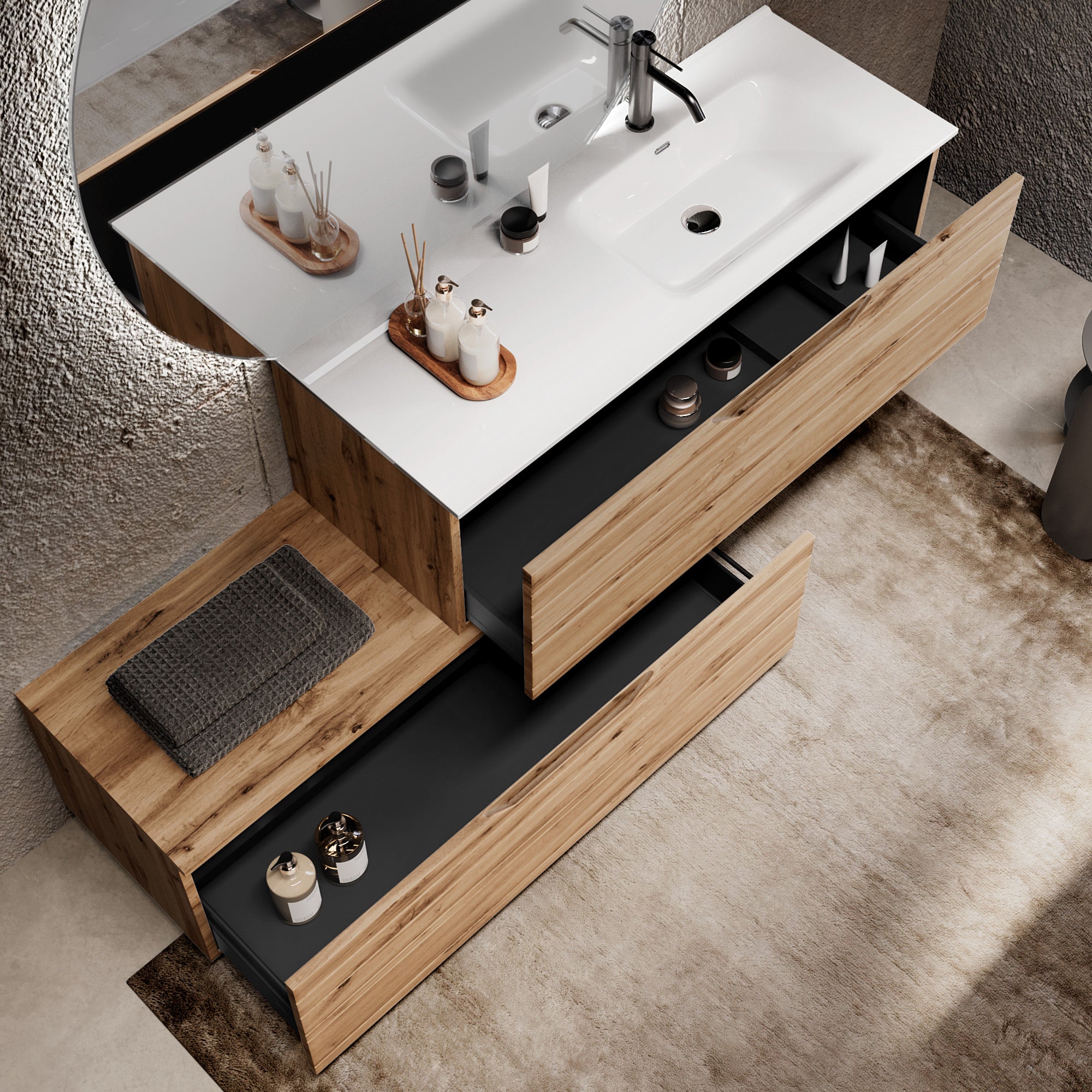 Composizione vasca DX 4 pezzi SOLMIRA