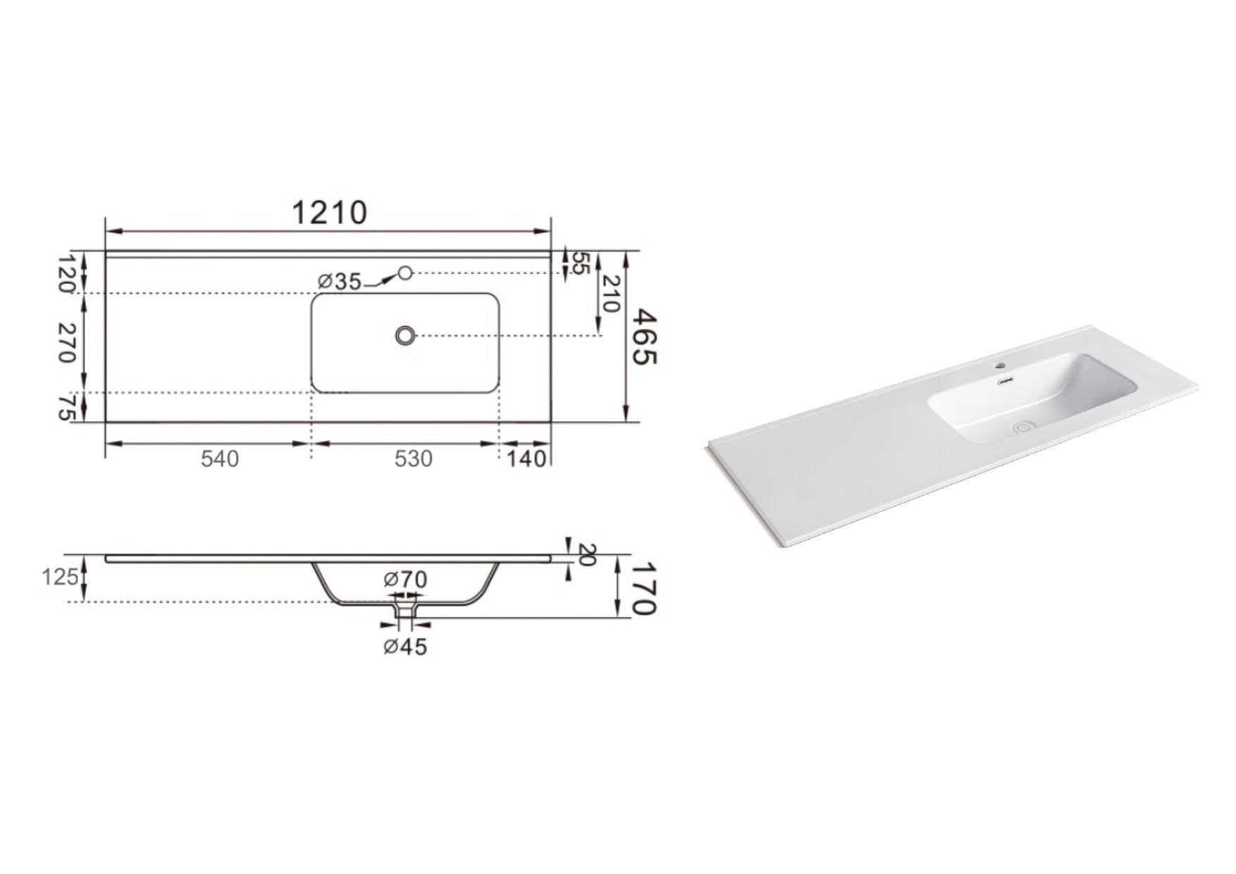 Composizione vasca DX 4 pezzi SOLMIRA