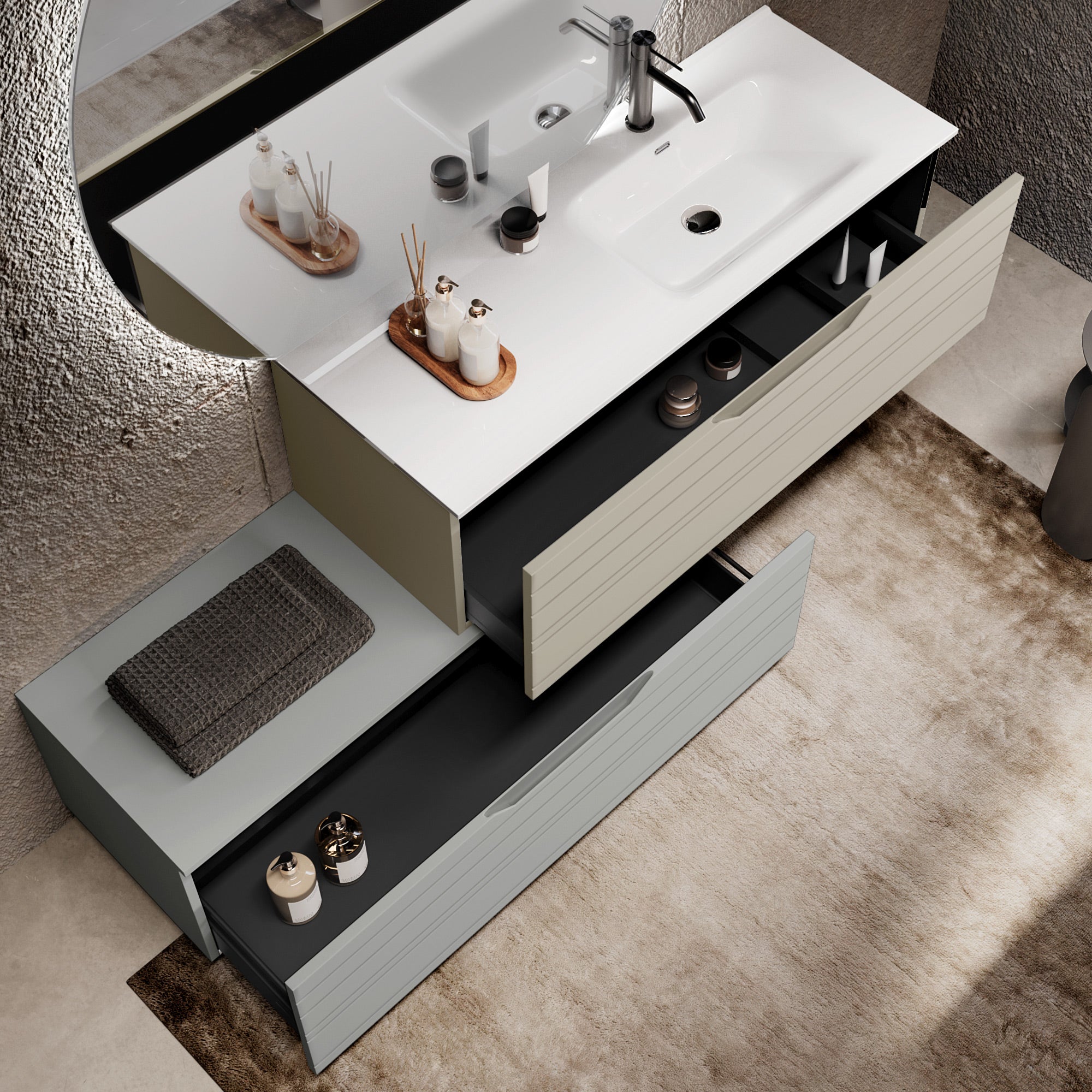 Composizione vasca DX 4 pezzi SOLMIRA