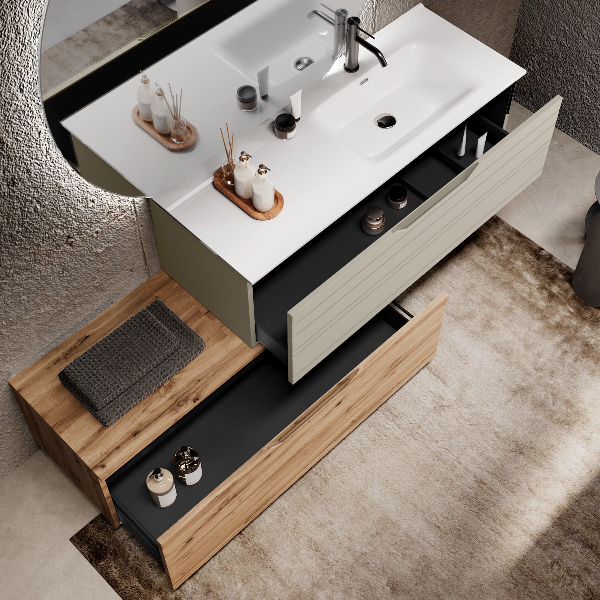 Composizione vasca DX 4 pezzi SOLMIRA