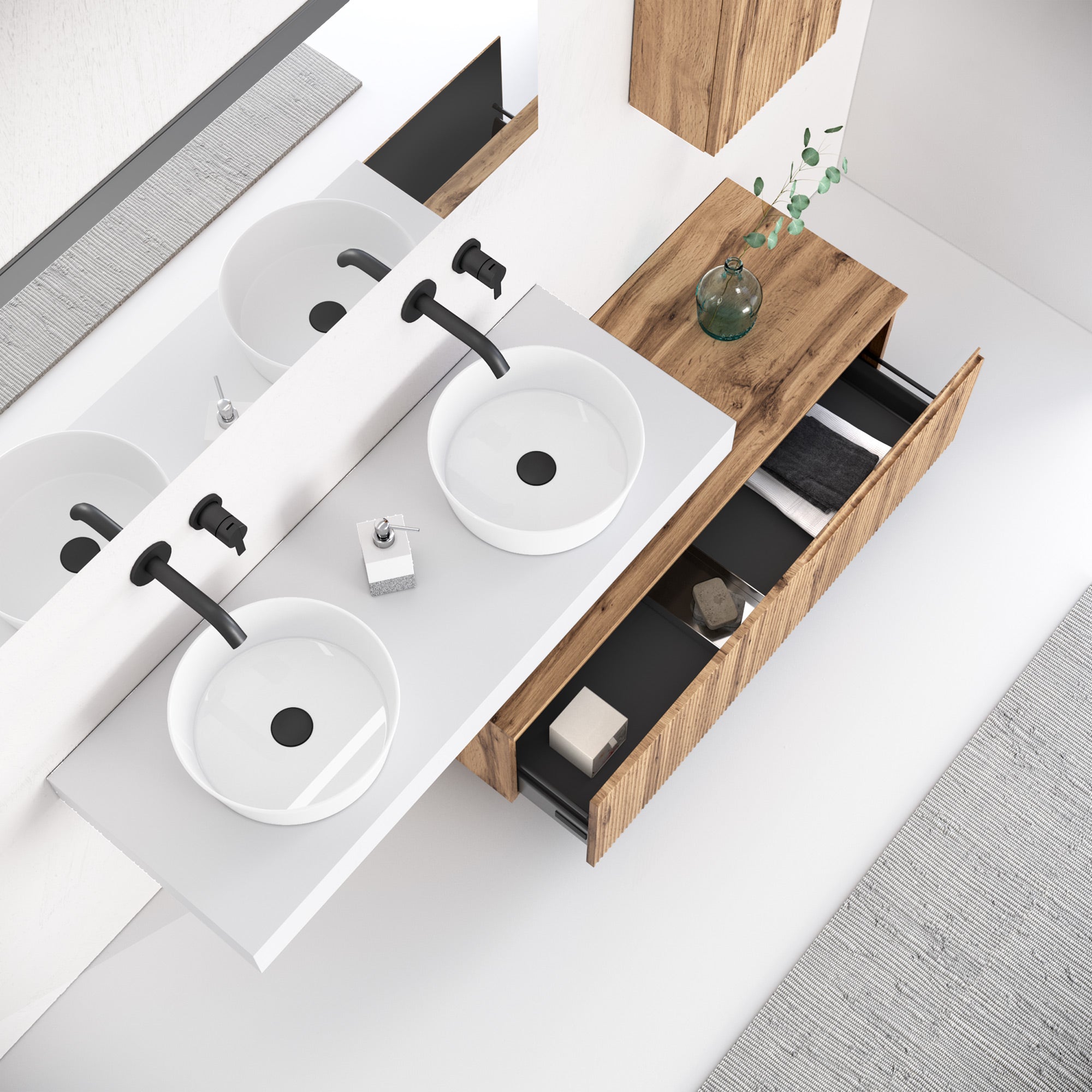 Composizione doppio lavabo 7 pezzi VENERE